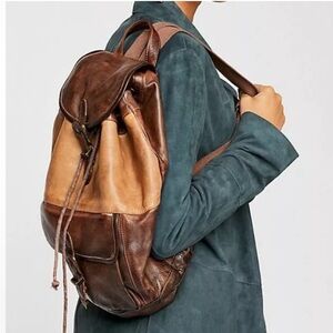 Free People Two-Tone Leather Backpack